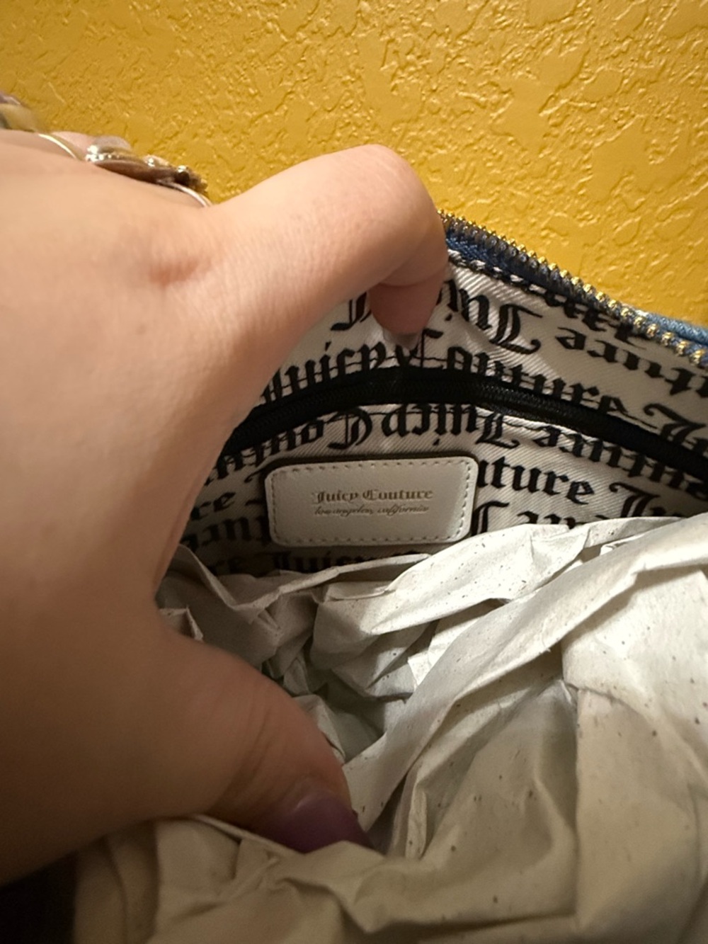 NWT Juicy Couture Miss Independent Denim Shoulder Bag - Picture 8 of 12